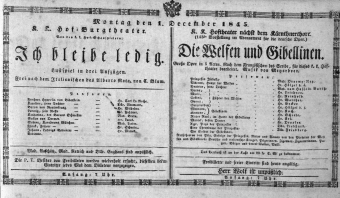 Theaterzettel (Oper und Burgtheater in Wien) 18451201 Seite: 1