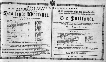 Theaterzettel (Oper und Burgtheater in Wien) 18451202 Seite: 1