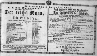 Theaterzettel (Oper und Burgtheater in Wien) 18451203 Seite: 1