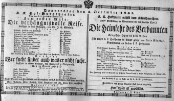 Theaterzettel (Oper und Burgtheater in Wien) 18451204 Seite: 1