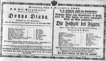 Theaterzettel (Oper und Burgtheater in Wien) 18451207 Seite: 1