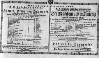 Theaterzettel (Oper und Burgtheater in Wien) 18451208 Seite: 1