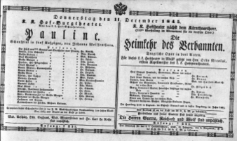 Theaterzettel (Oper und Burgtheater in Wien) 18451211 Seite: 1