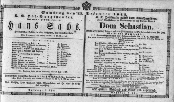 Theaterzettel (Oper und Burgtheater in Wien) 18451213 Seite: 1