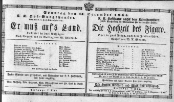 Theaterzettel (Oper und Burgtheater in Wien) 18451214 Seite: 1