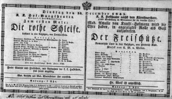 Theaterzettel (Oper und Burgtheater in Wien) 18451216 Seite: 1