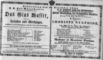 Theaterzettel (Oper und Burgtheater in Wien) 18451218 Seite: 1