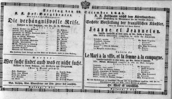 Theaterzettel (Oper und Burgtheater in Wien) 18451219 Seite: 1