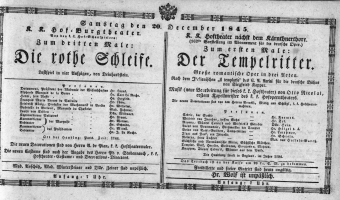 Theaterzettel (Oper und Burgtheater in Wien) 18451220 Seite: 1