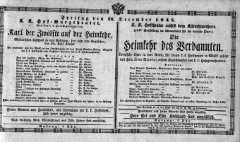 Theaterzettel (Oper und Burgtheater in Wien) 18451226 Seite: 1