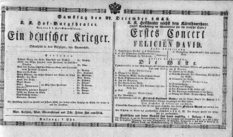 Theaterzettel (Oper und Burgtheater in Wien) 18451227 Seite: 1