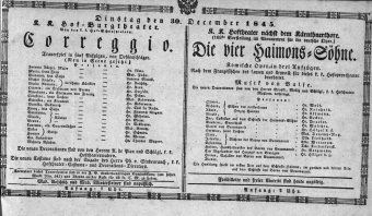 Theaterzettel (Oper und Burgtheater in Wien) 18451230 Seite: 1