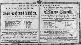 Theaterzettel (Oper und Burgtheater in Wien) 18460101 Seite: 1