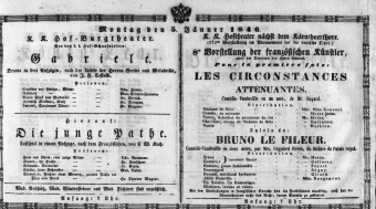 Theaterzettel (Oper und Burgtheater in Wien) 18460105 Seite: 1