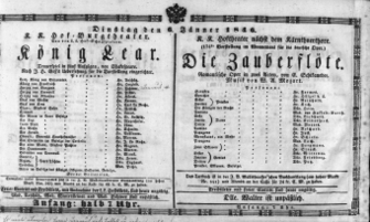 Theaterzettel (Oper und Burgtheater in Wien) 18460106 Seite: 1