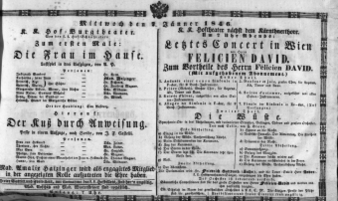 Theaterzettel (Oper und Burgtheater in Wien) 18460107 Seite: 1