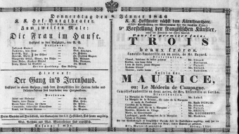 Theaterzettel (Oper und Burgtheater in Wien) 18460108 Seite: 1