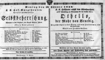 Theaterzettel (Oper und Burgtheater in Wien) 18460112 Seite: 1