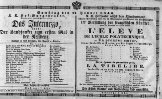 Theaterzettel (Oper und Burgtheater in Wien) 18460117 Seite: 1