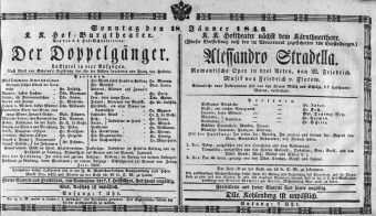 Theaterzettel (Oper und Burgtheater in Wien) 18460118 Seite: 1