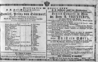 Theaterzettel (Oper und Burgtheater in Wien) 18460123 Seite: 1