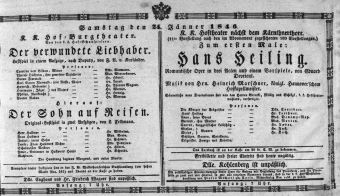 Theaterzettel (Oper und Burgtheater in Wien) 18460124 Seite: 1