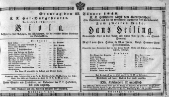 Theaterzettel (Oper und Burgtheater in Wien) 18460125 Seite: 1