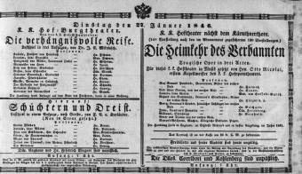 Theaterzettel (Oper und Burgtheater in Wien) 18460127 Seite: 1