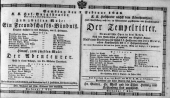Theaterzettel (Oper und Burgtheater in Wien) 18460207 Seite: 1