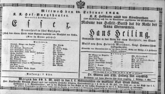 Theaterzettel (Oper und Burgtheater in Wien) 18460218 Seite: 1