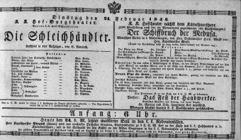 Theaterzettel (Oper und Burgtheater in Wien) 18460224 Seite: 1