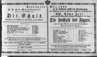 Theaterzettel (Oper und Burgtheater in Wien) 18460308 Seite: 1