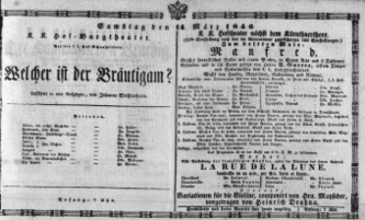 Theaterzettel (Oper und Burgtheater in Wien) 18460314 Seite: 1