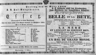 Theaterzettel (Oper und Burgtheater in Wien) 18460327 Seite: 1