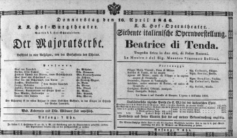 Theaterzettel (Oper und Burgtheater in Wien) 18460416 Seite: 1
