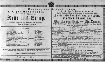 Theaterzettel (Oper und Burgtheater in Wien) 18460425 Seite: 1