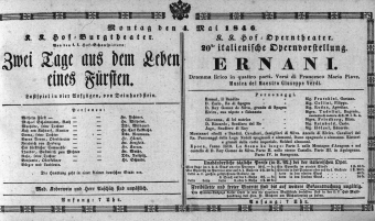 Theaterzettel (Oper und Burgtheater in Wien) 18460504 Seite: 1