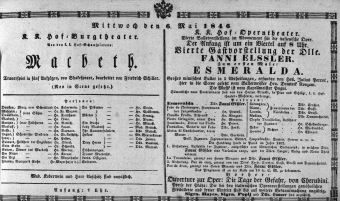 Theaterzettel (Oper und Burgtheater in Wien) 18460506 Seite: 1