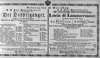 Theaterzettel (Oper und Burgtheater in Wien) 18460510 Seite: 1