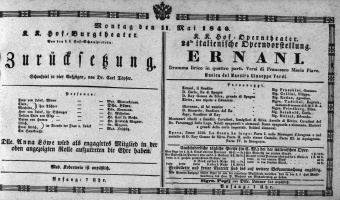Theaterzettel (Oper und Burgtheater in Wien) 18460511 Seite: 1