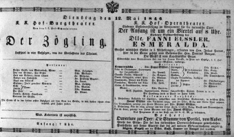 Theaterzettel (Oper und Burgtheater in Wien) 18460512 Seite: 1