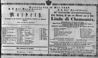 Theaterzettel (Oper und Burgtheater in Wien) 18460517 Seite: 1