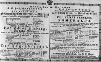 Theaterzettel (Oper und Burgtheater in Wien) 18460518 Seite: 1