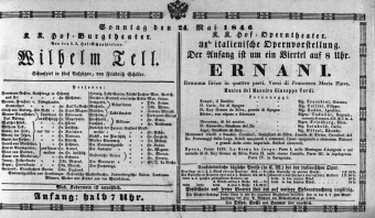 Theaterzettel (Oper und Burgtheater in Wien) 18460524 Seite: 1