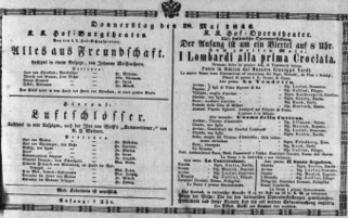 Theaterzettel (Oper und Burgtheater in Wien) 18460528 Seite: 1