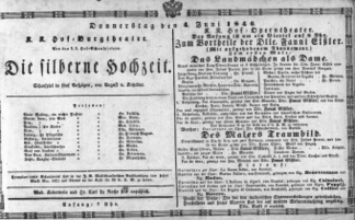 Theaterzettel (Oper und Burgtheater in Wien) 18460604 Seite: 1
