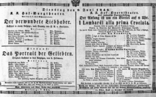 Theaterzettel (Oper und Burgtheater in Wien) 18460609 Seite: 1