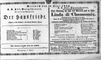 Theaterzettel (Oper und Burgtheater in Wien) 18460617 Seite: 1