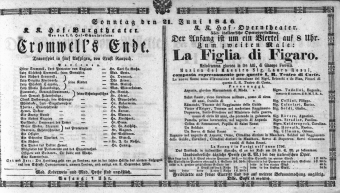 Theaterzettel (Oper und Burgtheater in Wien) 18460621 Seite: 1