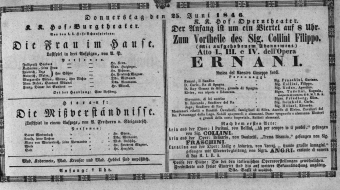 Theaterzettel (Oper und Burgtheater in Wien) 18460625 Seite: 1